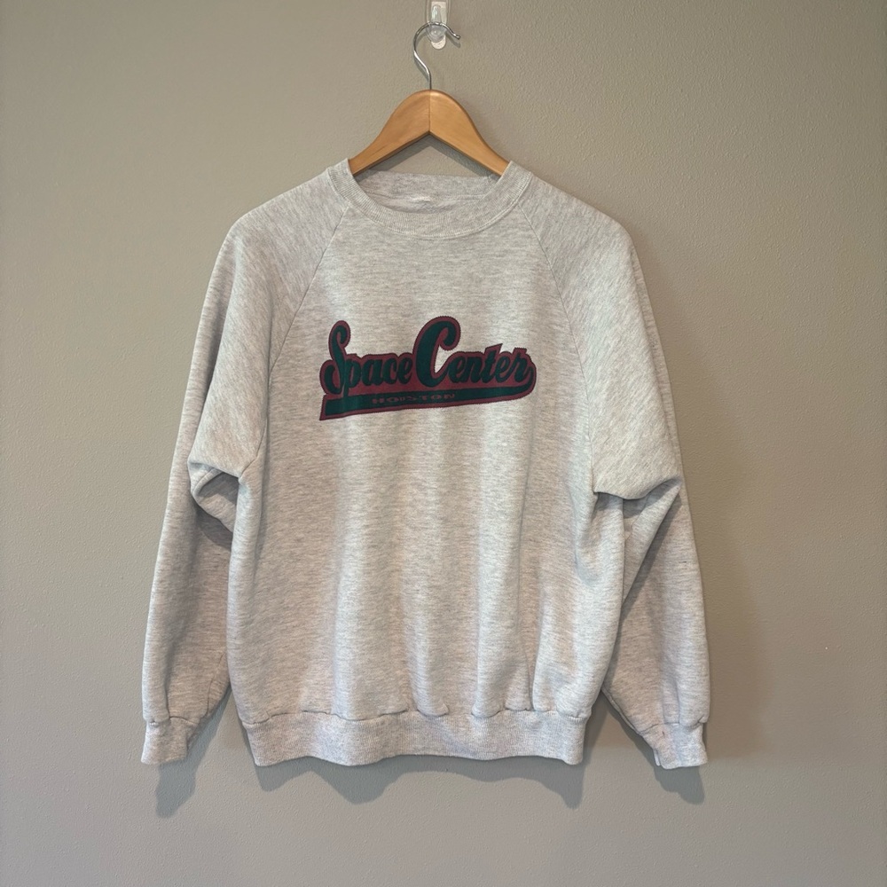 VINTAGE Space‎ Center Houston Crew Neck Grey Sweatshirt 90s Small/Medium